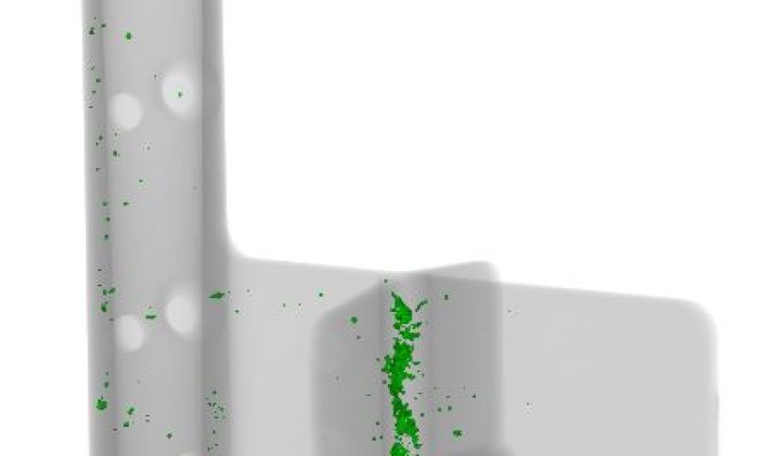 Pores dyed with green