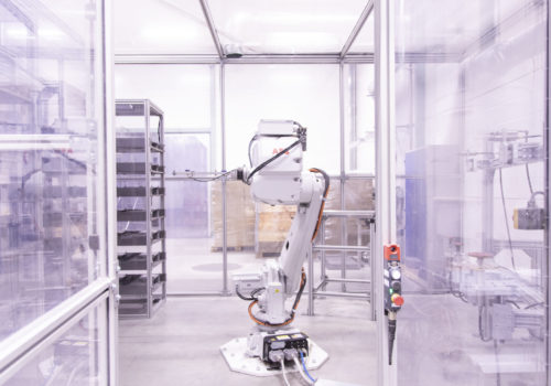 An automatic grinding robot on standby