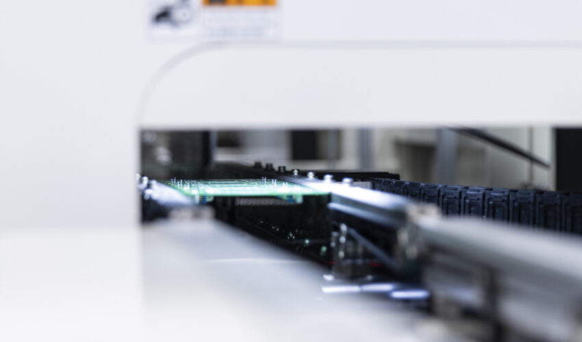 Printed circuit board inside an AOI machine