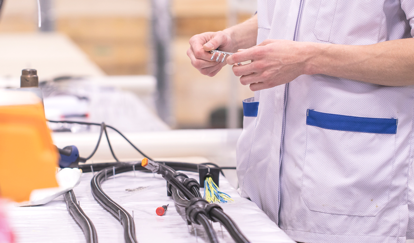 Assembly of a wire harness